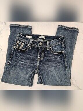 Vigoss Capri Jeans Dark Wash Embroidered Pockets Size 0